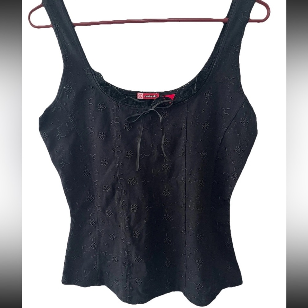 Y2K Eyelet Milkmaid Peasant Tank Top Whimsigoth